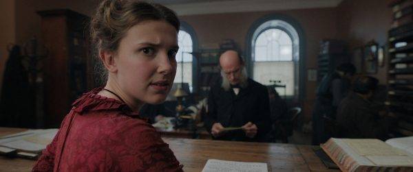 millie bobby brown enola holmes red dress have a seat mini dress // green large main image 0