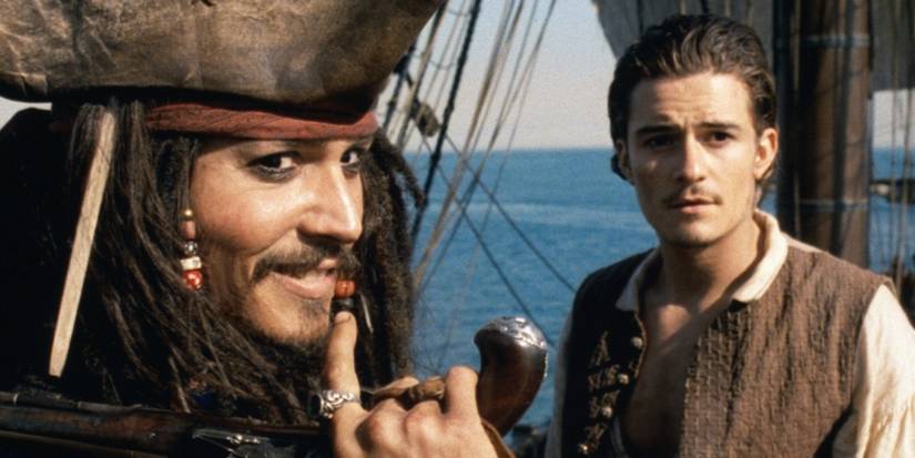 Captain Jack Sparrow (Johnny Depp) and Will Turner (Orlando Bloom) in a scene from 'Pirates of the Caribbean: The Curse of the Black Pearl'