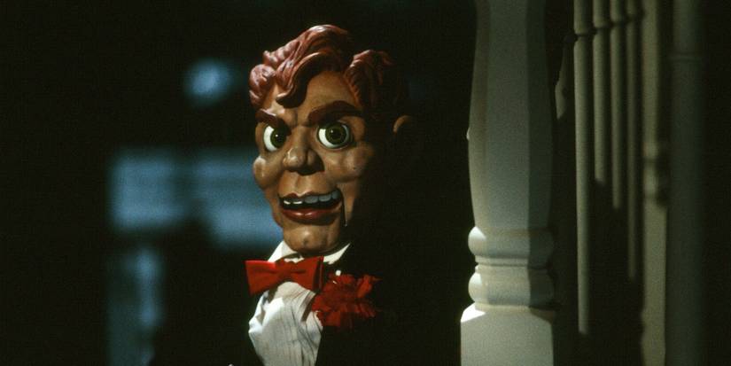 Slappy the doll glares menacingly into the camera in an episode of Goosebumps. 