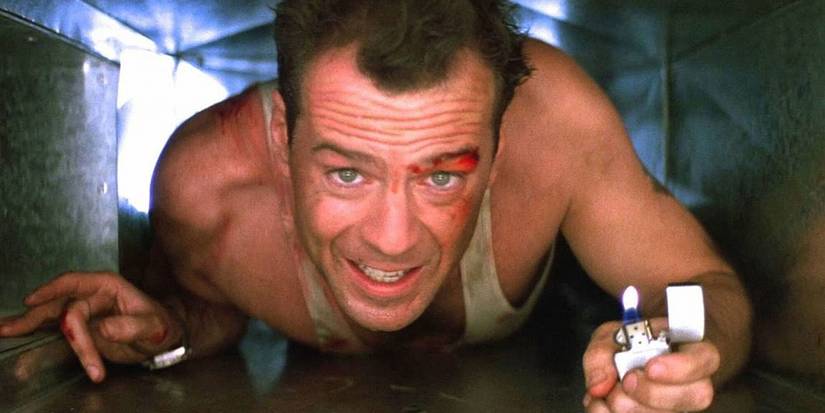 John McClane crawls in an air vent in Die Hard