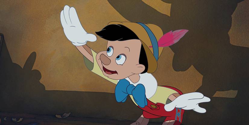 Pinocchio smiling and waving in Disney's Pinocchio.