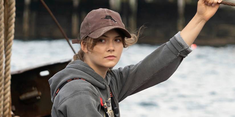 Emilia Jones on a boat looking to the distance in CODA