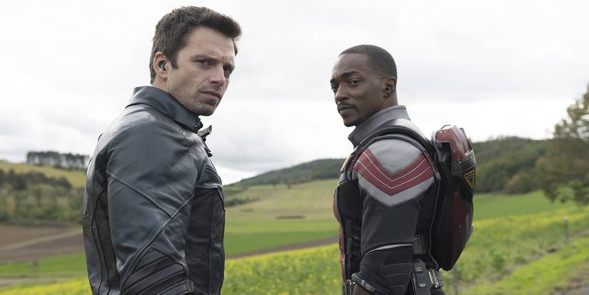Bucky and Falcon turning around to see the camera in The Falcon and the Winter Soldier