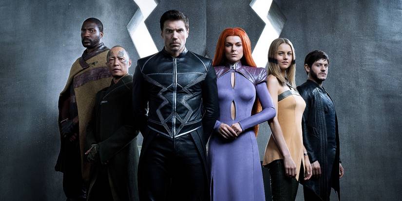 The Inhumans posing together and looking directly at the camera in the ABC show 'Inhumans'.