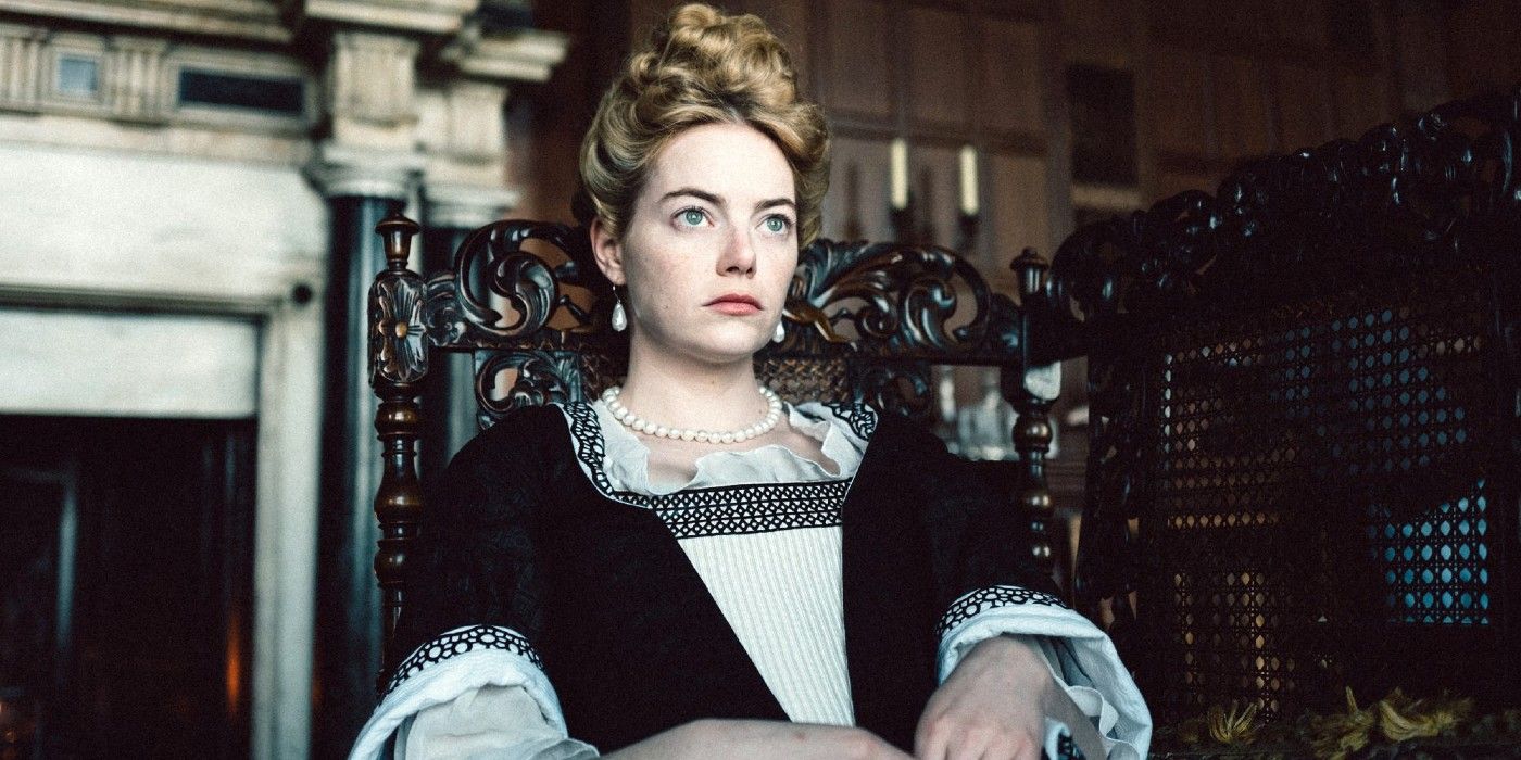 Abiagail sitting on a chair and looking up in The Favourite