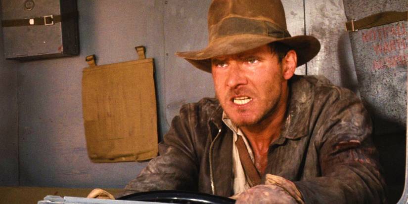 Harrison Ford as Indiana Jones driving a truck in 'Raiders of the Lost Ark'