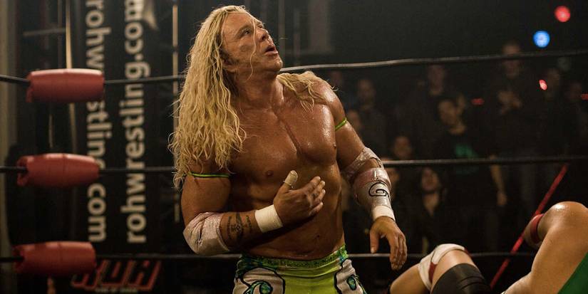 Mickey Rourke in the ring in The Wrestler.
