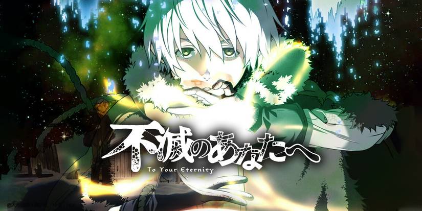 A man on the title screen for To Your Eternity