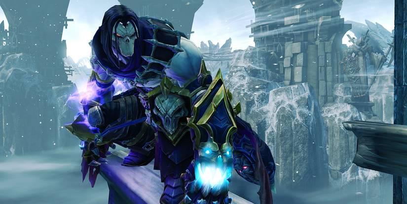 A character from Darksiders 2 crouching