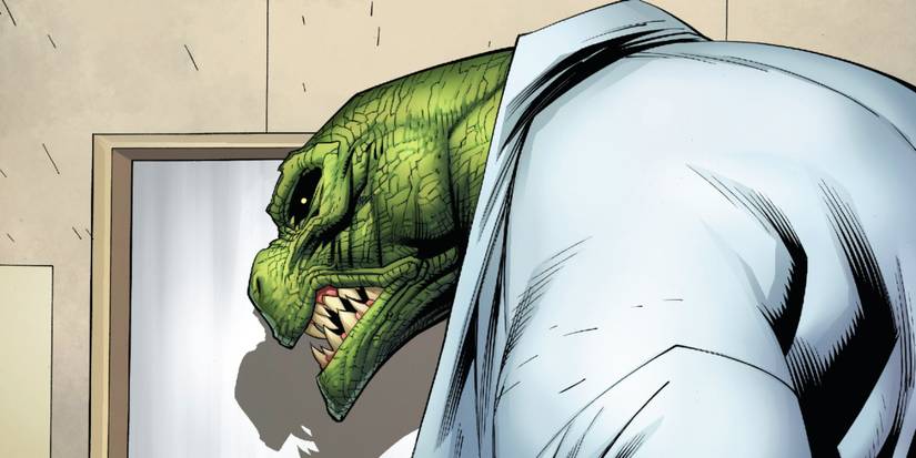 Kadal dengan punggung menghadap kamera di Marvel Comics