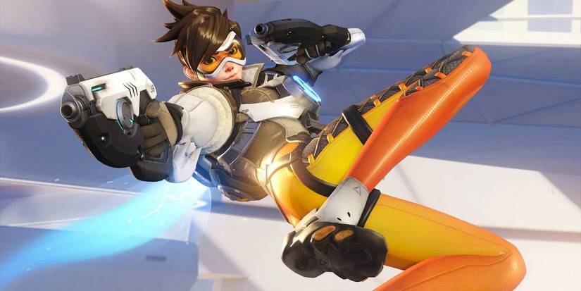 A character from Overwatch shooting two guns