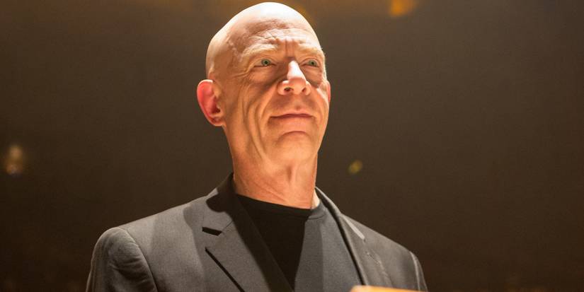 J.K. SImmons in a black suit in Whiplash