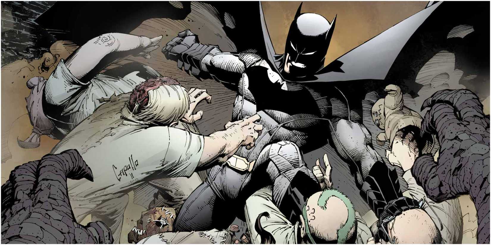 Batman üzerine sürüklenen Baykuş Mahkemesi Çizgi Reklam Çizimi.