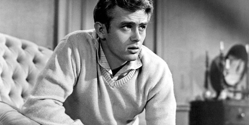 James Dean as Cal Trask, looking intensely at something offscreen in East of Eden