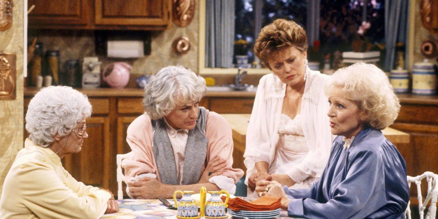 Bea Arthur, Betty White, Rue McClanahan, and Estelle Getty in The Golden Girls