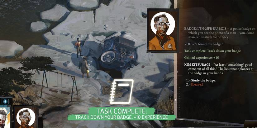 A "Task Complete" screen in the video game disco-elysium