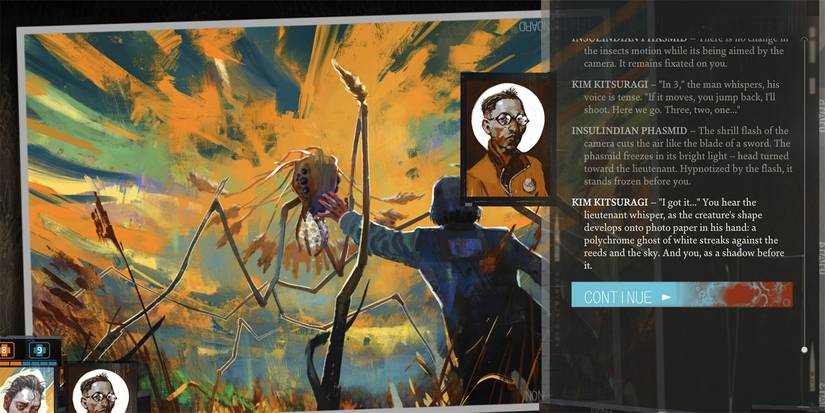 A screen with character dialogue in Disco Elysium