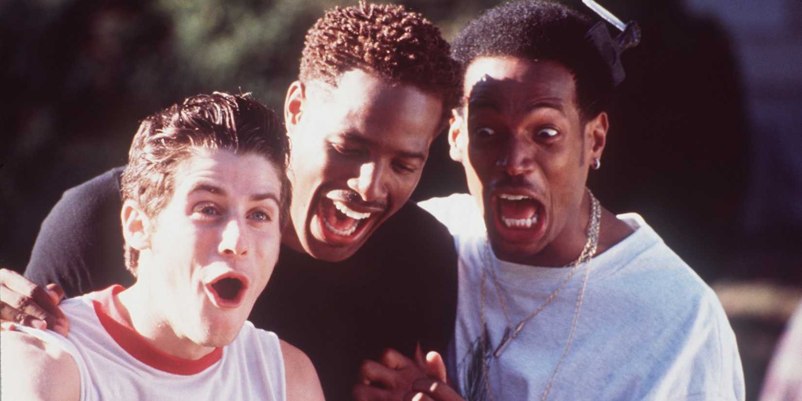 Bobby, Ray, and Shorty laughing in Scary Movie