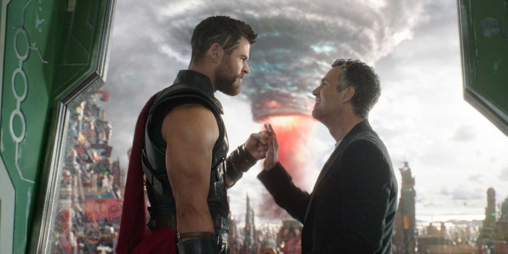 A still image of Thor and Bruce Banner, taken from Thor: Ragnarok.