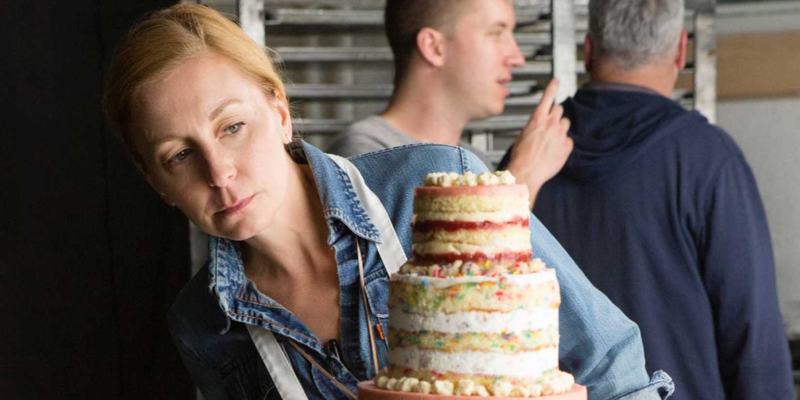 Christina Tossi looking over a cake in Chef's Table.