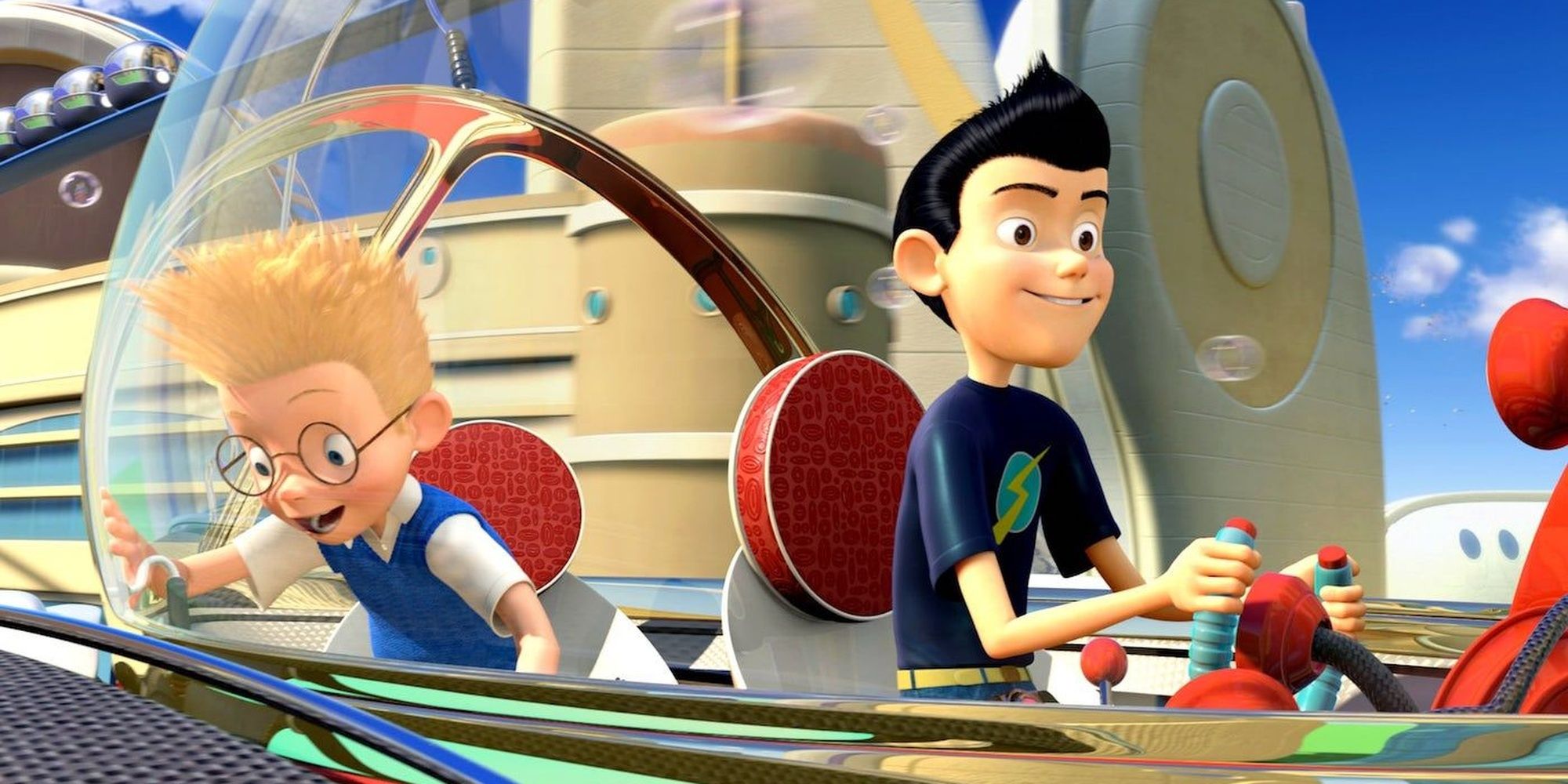 Lewis and Wilbur inside a spacheship in Meet the Robinsons