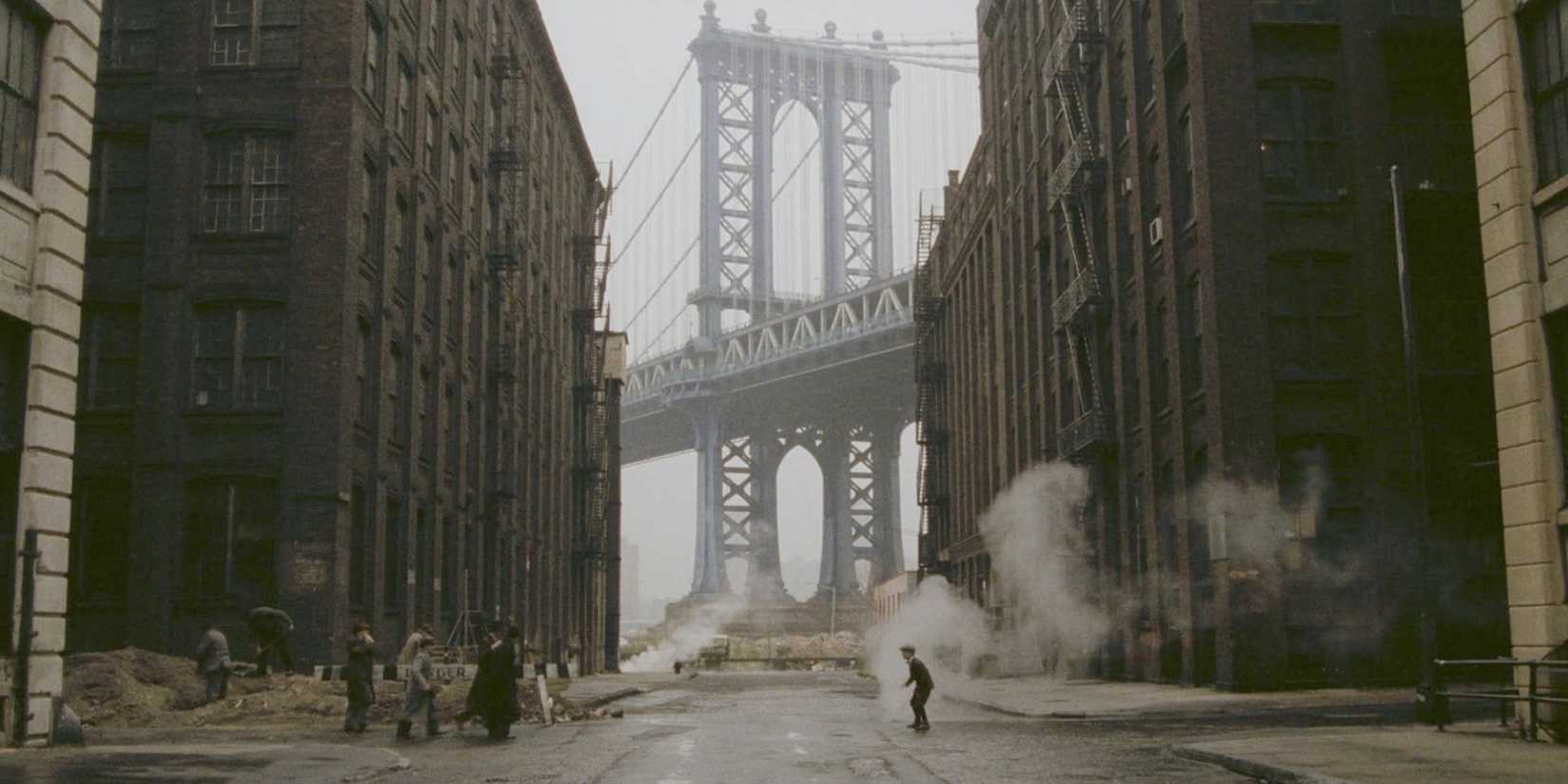 Several figures in an empty street in Once Upon a Time in America