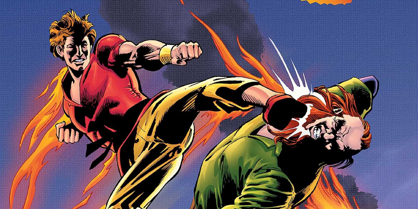 DC Comics character Richard Dragon kicking a foe on the face