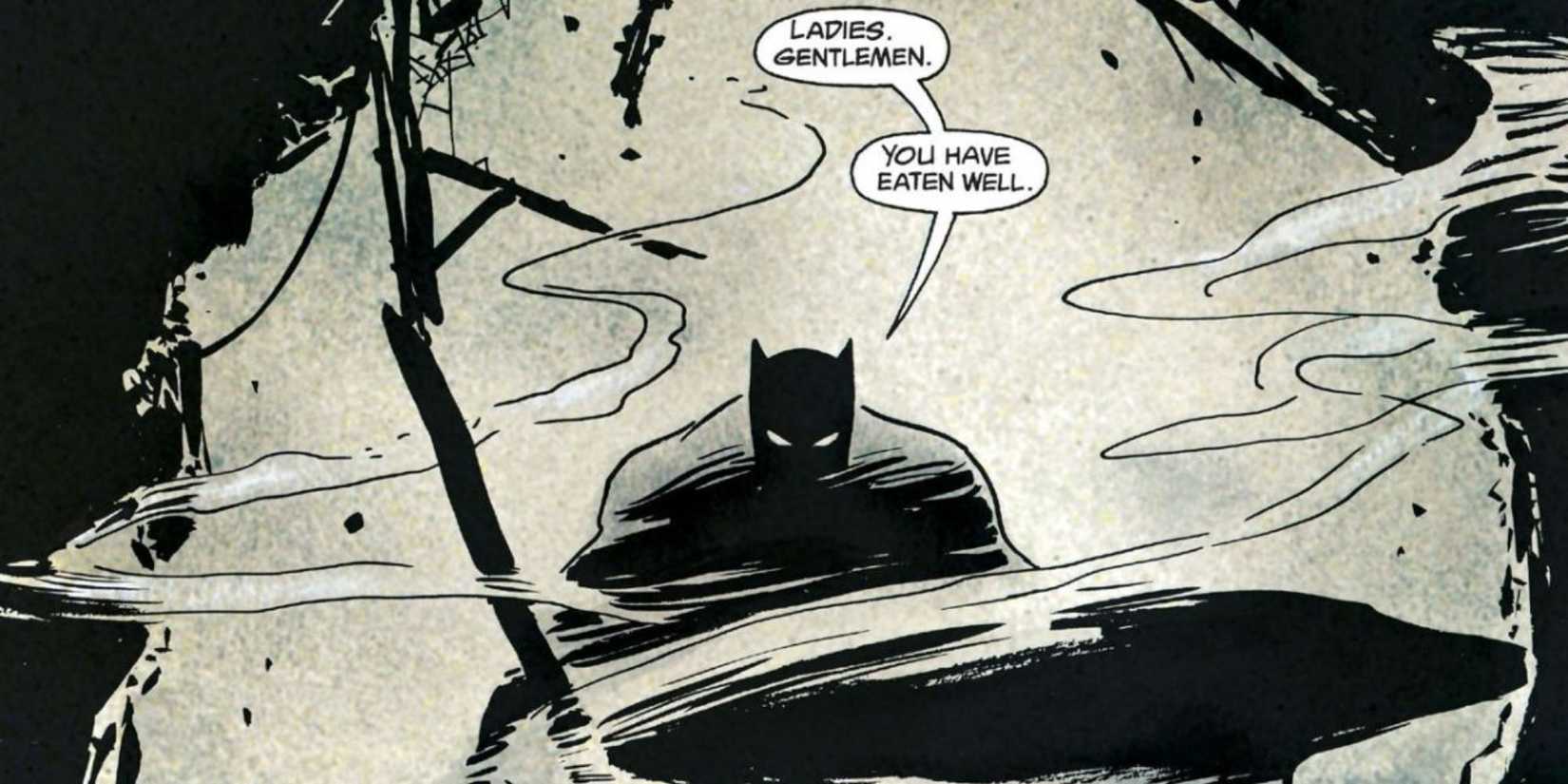 Batman talking from the shadows in Batman: Year One