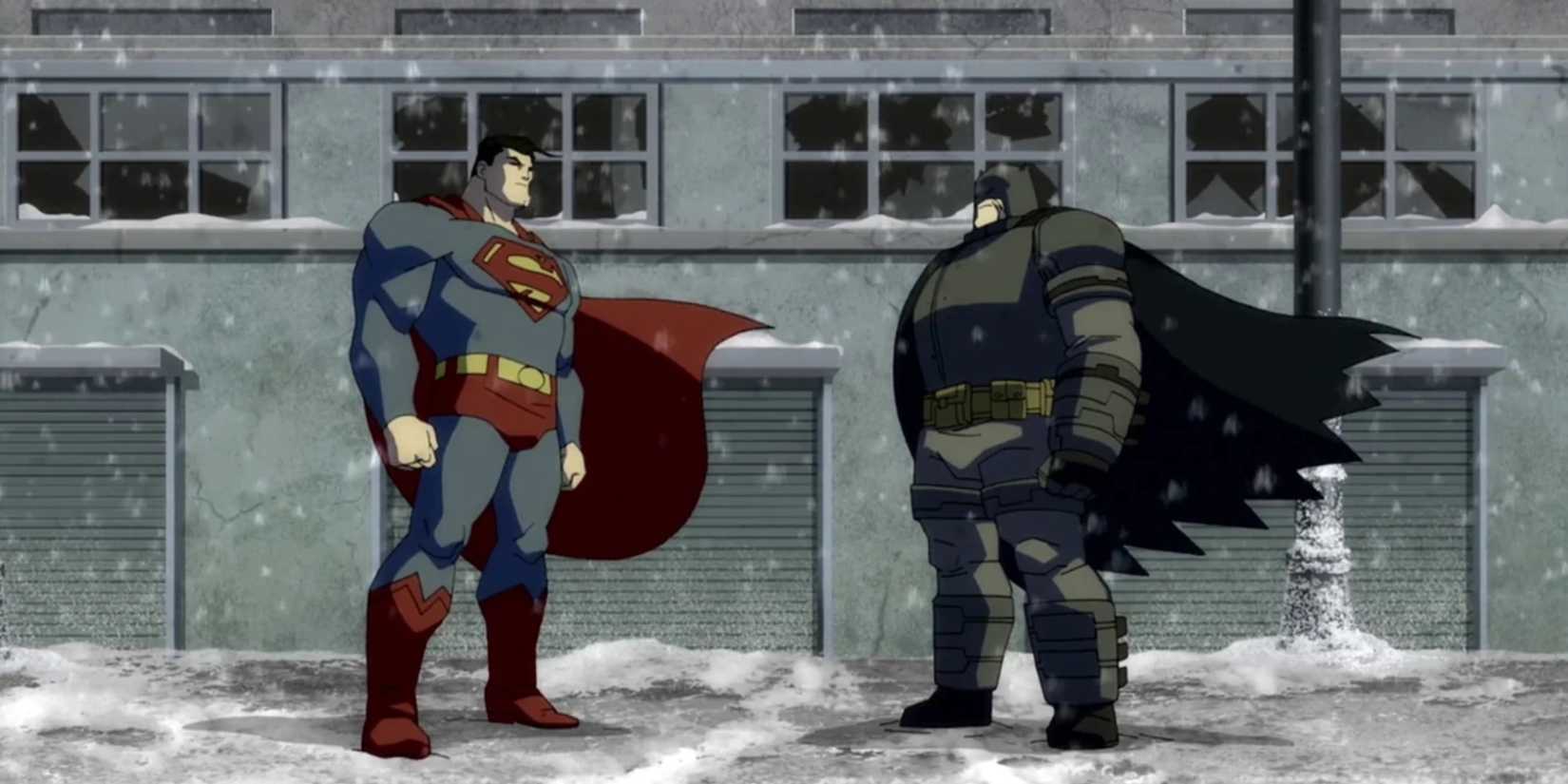 Superman facing Batman in The Dark Knight Returns, Part 2.