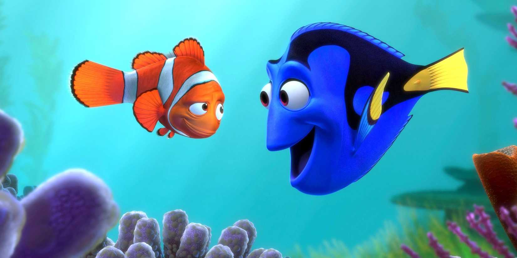 Marlin and Dory looking at each other in Finding Nemo.