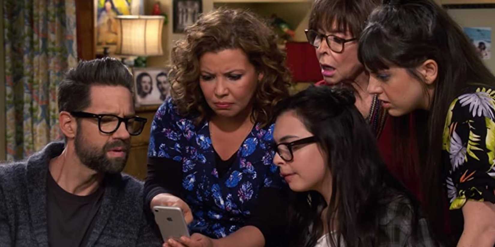 Rita Moreno, Justina Machado, Todd Grinnell, Isabella Gomez, and Sheridan Pierce in 'One Day At A Time'
