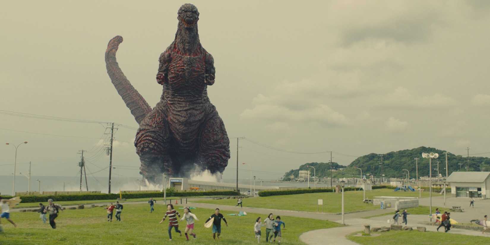 Godzilla emerges from Tokyo Bay