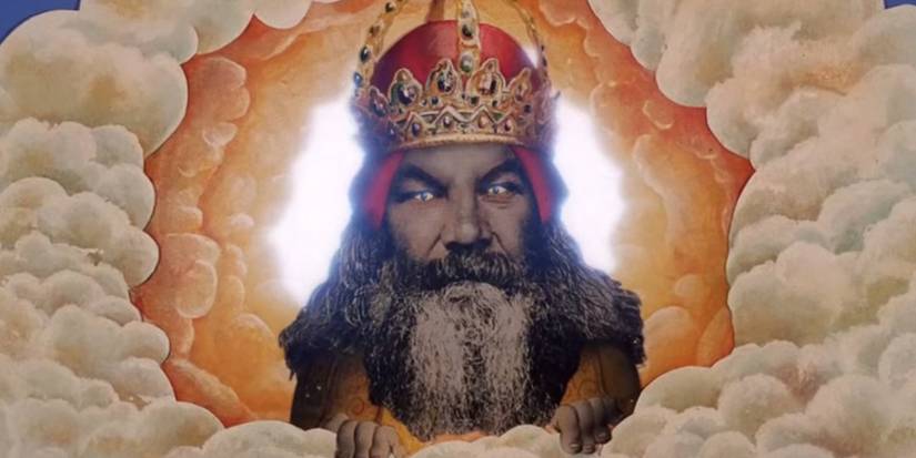 Monty Python ve Kutsal Kâse'de bir dizi buluttan çıkan bir adam