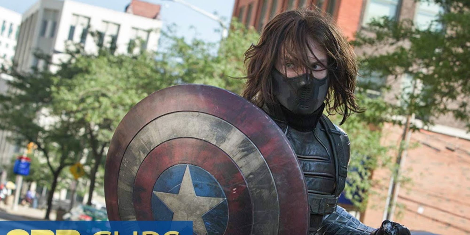 Sebastian Stan as The Winter Soldier with Captain America's shield