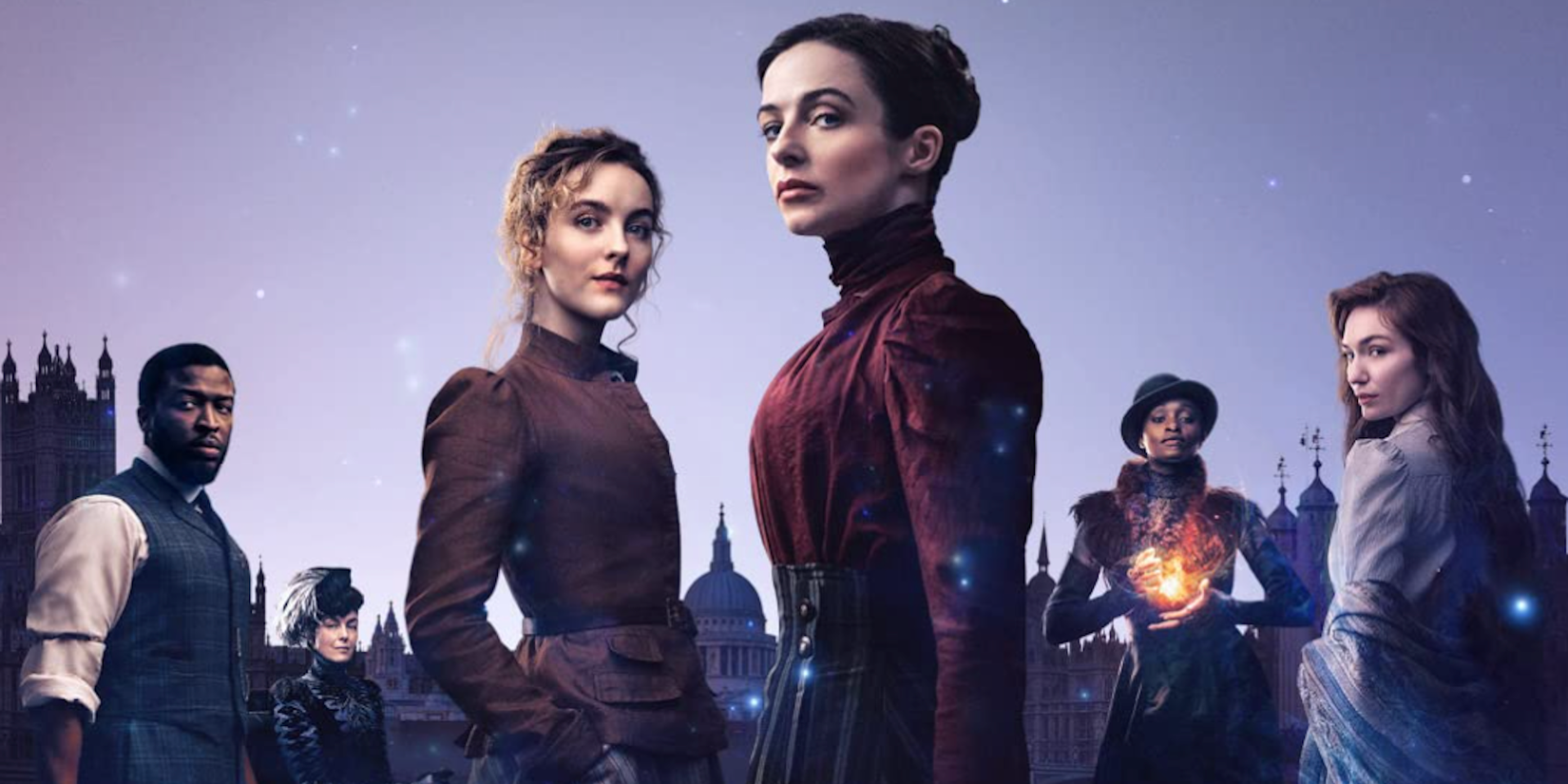 The cast in various poses looking dramatic on the poster for The Nevers.