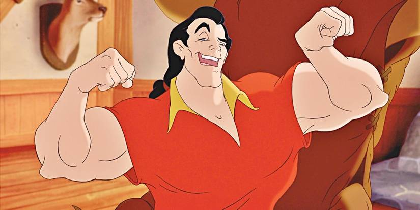 Gaston flexing his biceps in Beauty and the Beast
