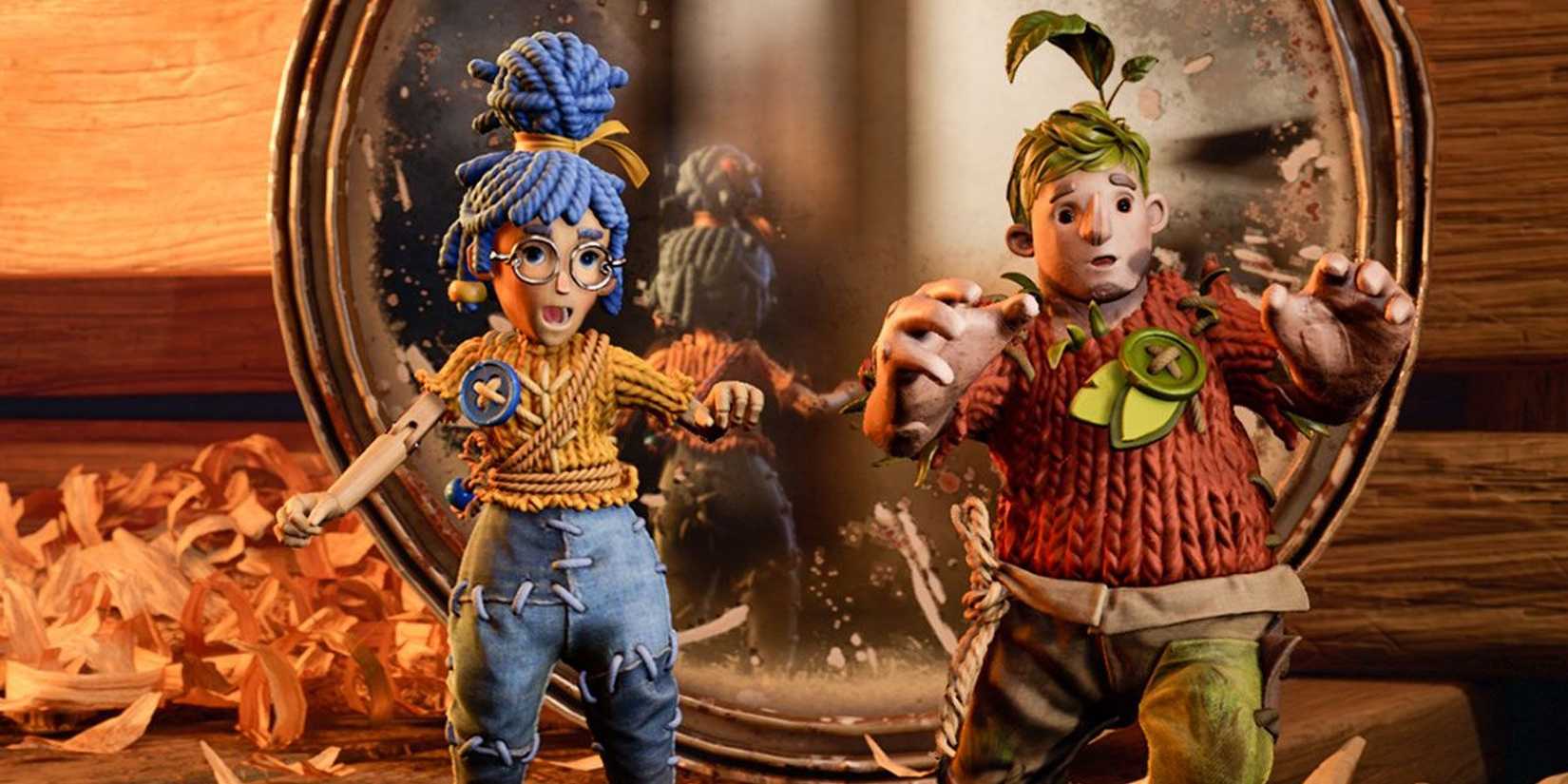Two characters looking surprised in It-Takes-Two