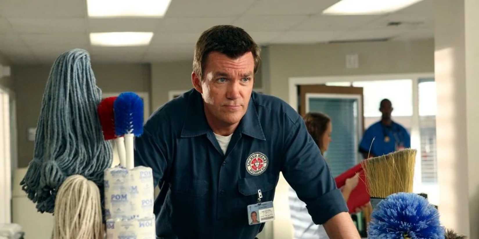 The Janitor pushing his cart in Scrubs.