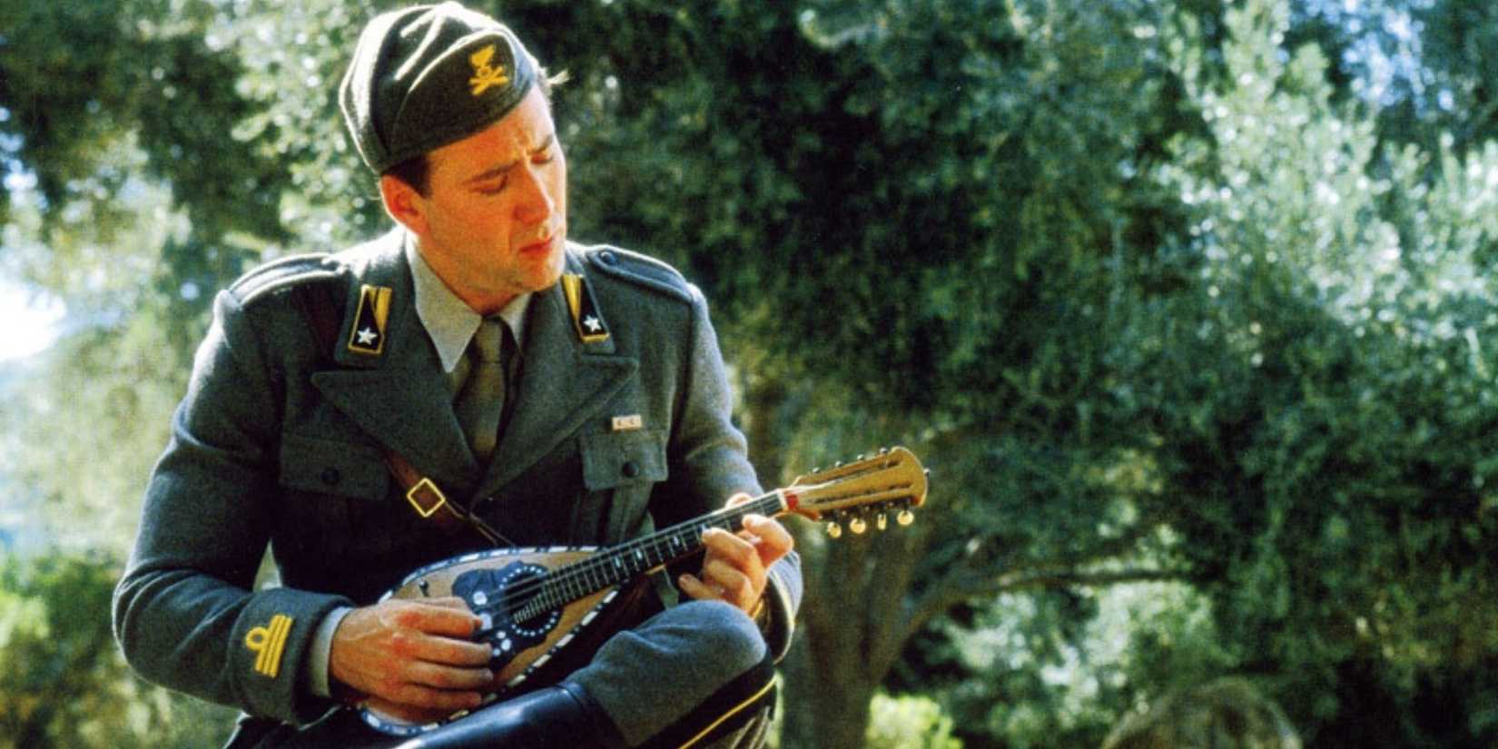 nicolas cage in captain corelli playing a mandolin song