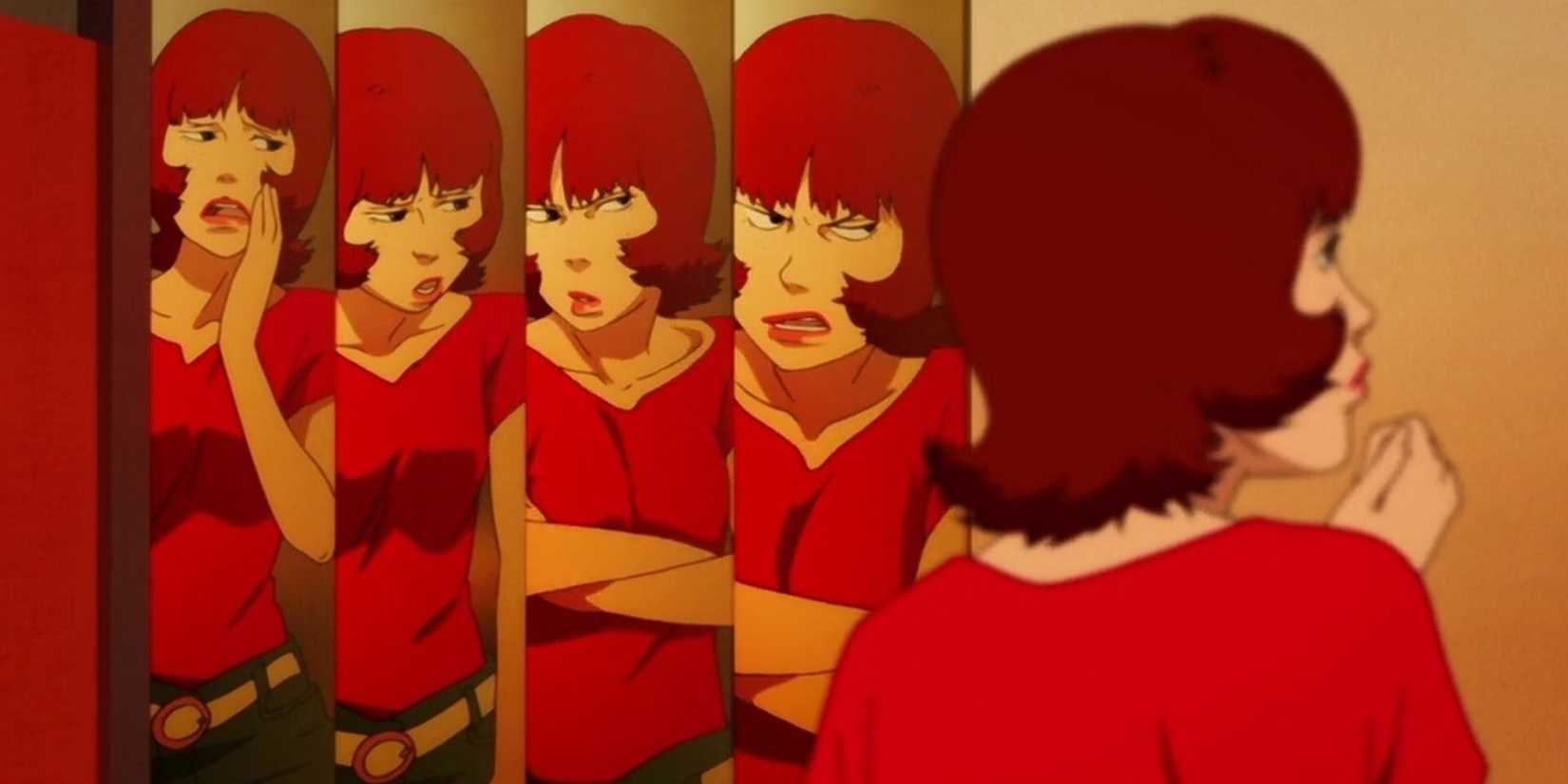 Refleksi Atsuko melakukan ekspresi yang berbeda dalam paprika