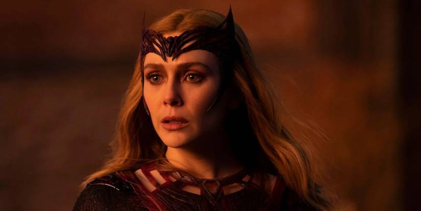 Scarlet Witch, played by Elizabeth Olsen, stares in Doctor Strange in the Multiverse of Madness