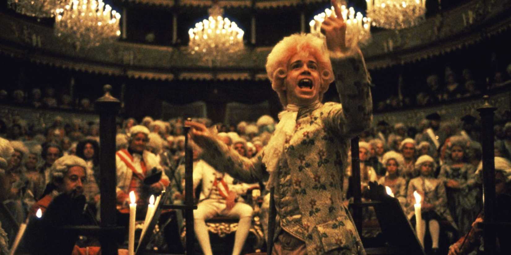 Tom Hulce as Mozart in 'Amadeus' conducting