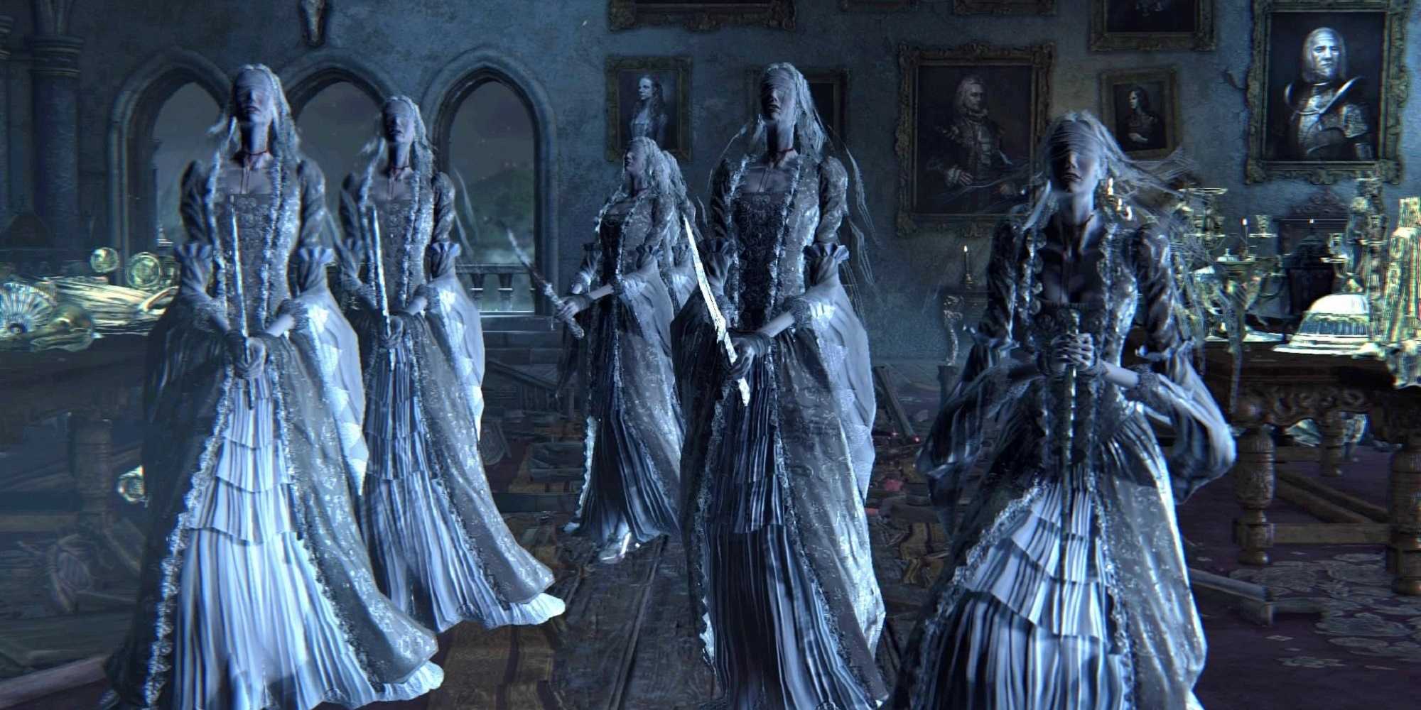 Silver Ladies waiting for players in Bloodborne.