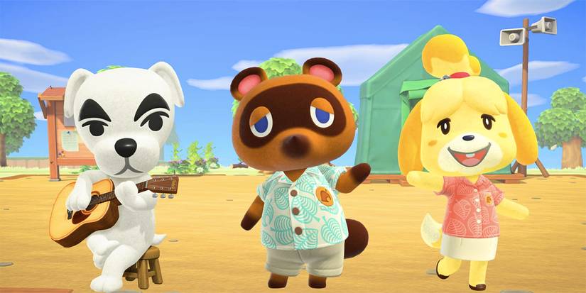 K.K. Slider, Tom Nook, and Isabelle in Animal Crossing