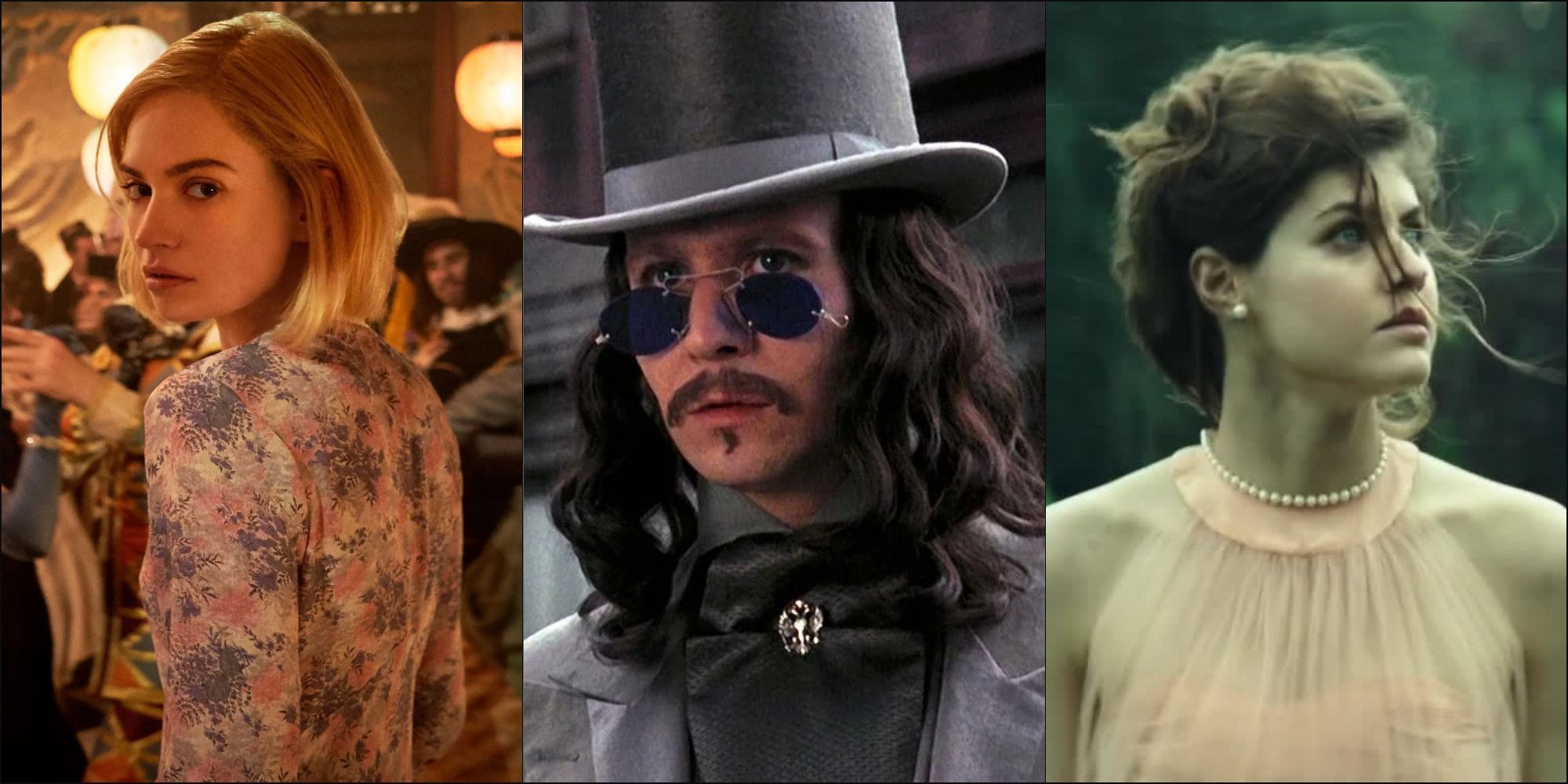Lily James as Rebecca + Gary Oldman as Dracula + Alexandra Daddario as Constance 