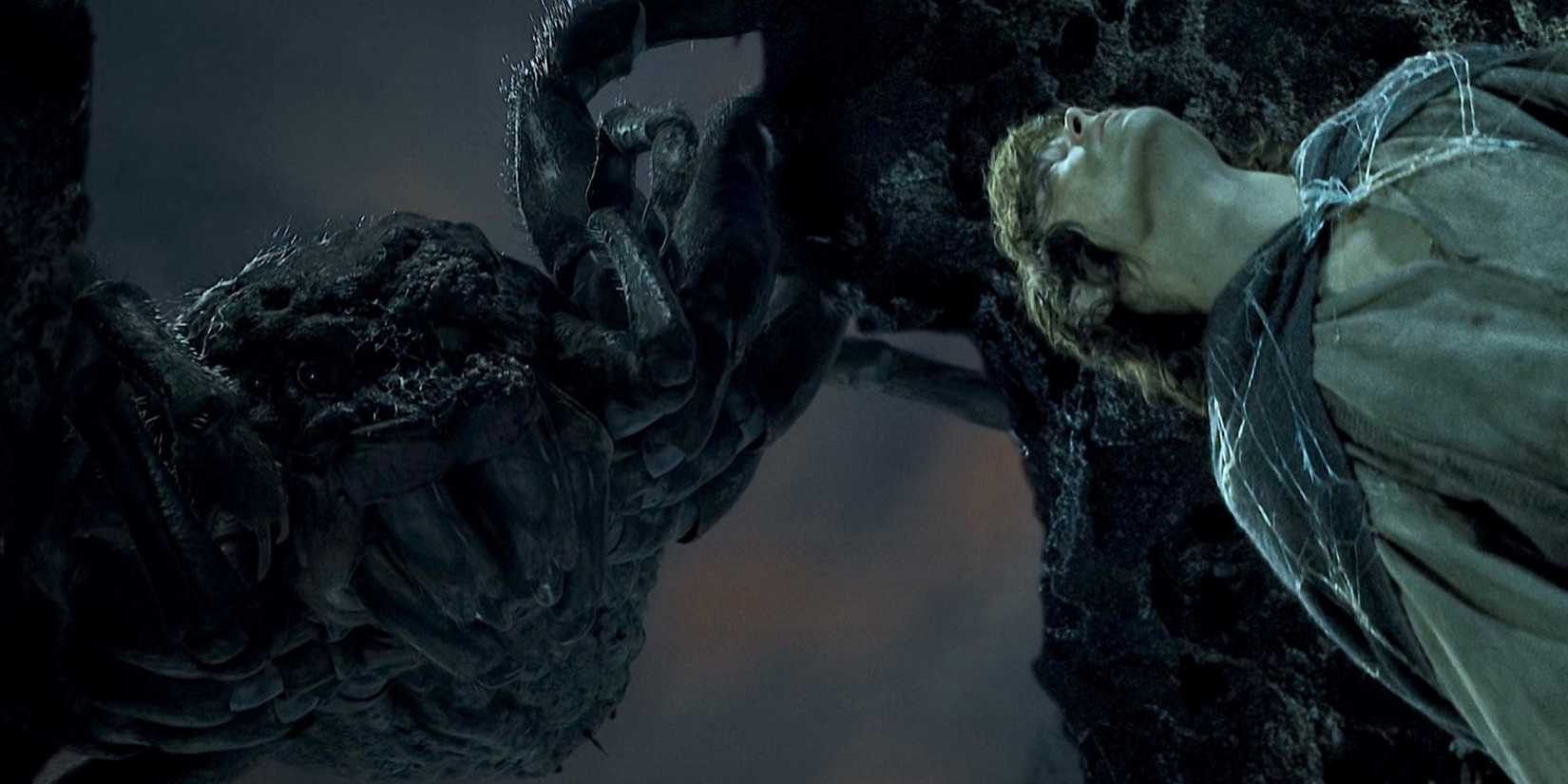 Shelob stalks Frodo in Mordor