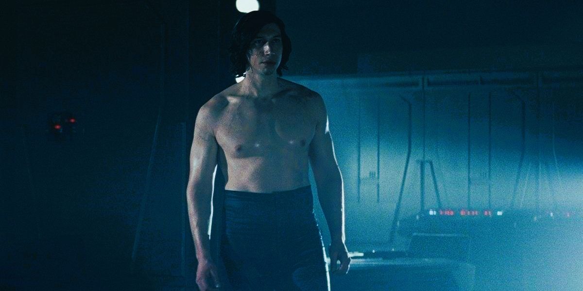 Adam Driver shirtless in Star Wars high pants kylo ren