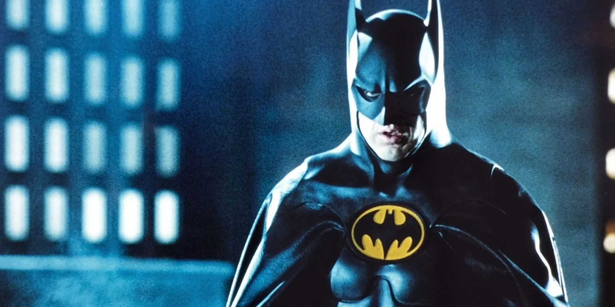 Michael Keaton as Batman at night 