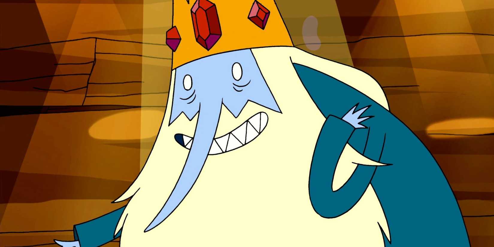 Ice King smiling in Adventure Time.