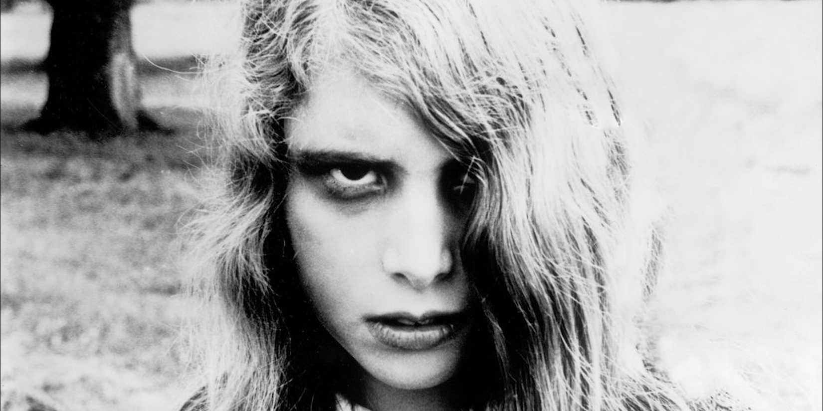 A Dead Girl looking at the camera in Night of the Living
